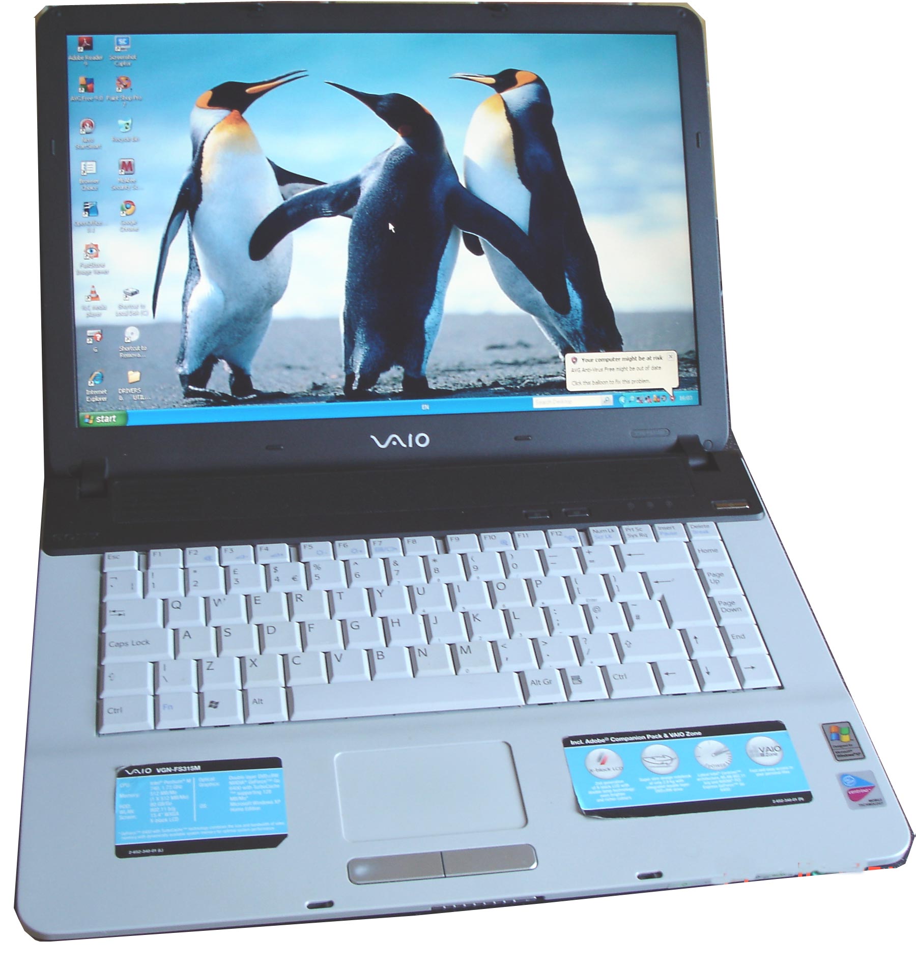 Sony VAIO パソコン VGC-LA73DB WindowsVista Sony Vaio VGN-FS315M 1.73GHz 2GB 120GB Wifi 15.4